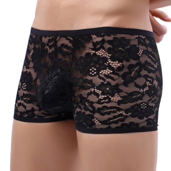 Men’s Boxer Underwear Masculine Lace Boxers Breathable Underwear - Picture 3 of 4